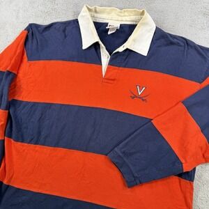 Virginia Cavaliers Rugby Shirt Mens XL Orange Blue Striped Red Oak Y2K